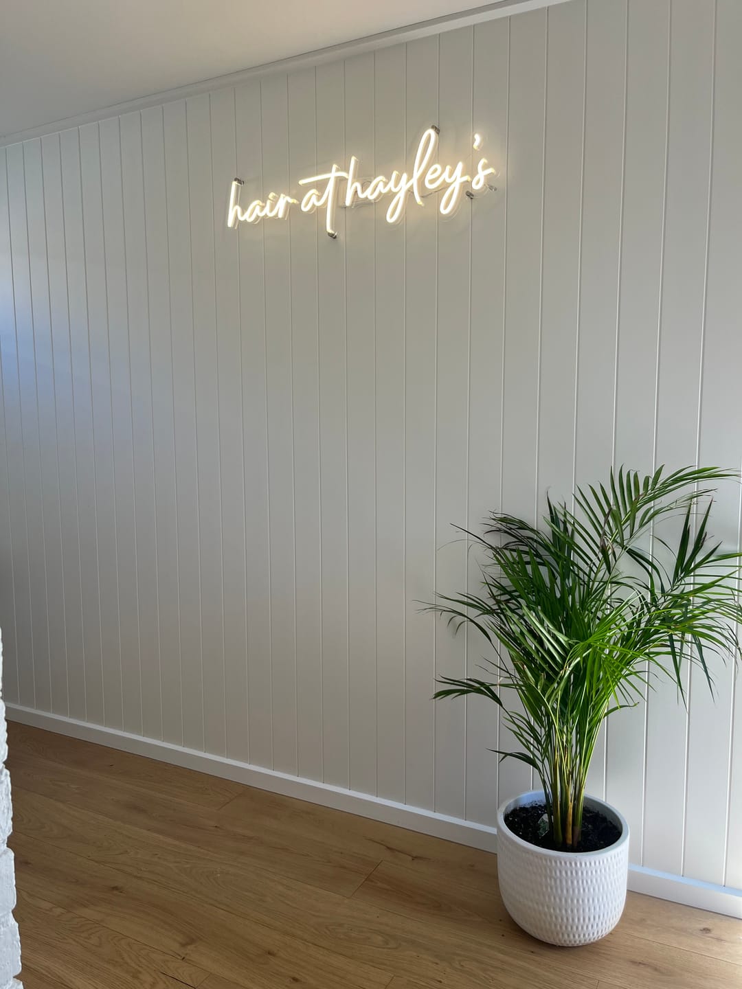 Customer photo review of Custom neon sign hair at hayley’...