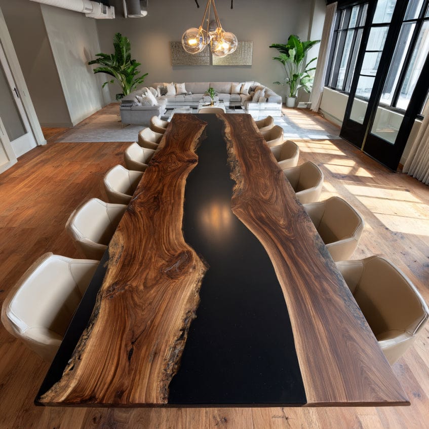 Customer photo review of Extra Large Black Walnut Epoxy Conference Table – Luxury Executive Meeting Table - P57