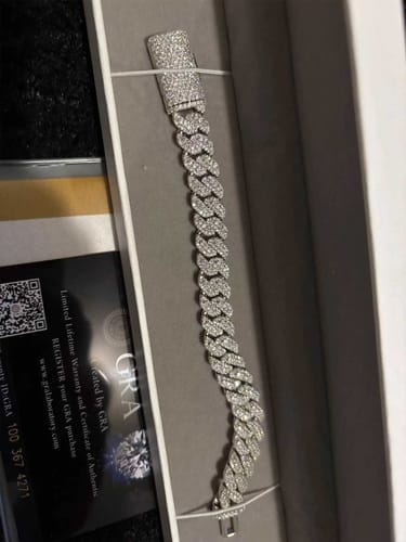 Customer photo review of 13MM Trapezoid VVS Moissanite EDG Cuban Link Chain