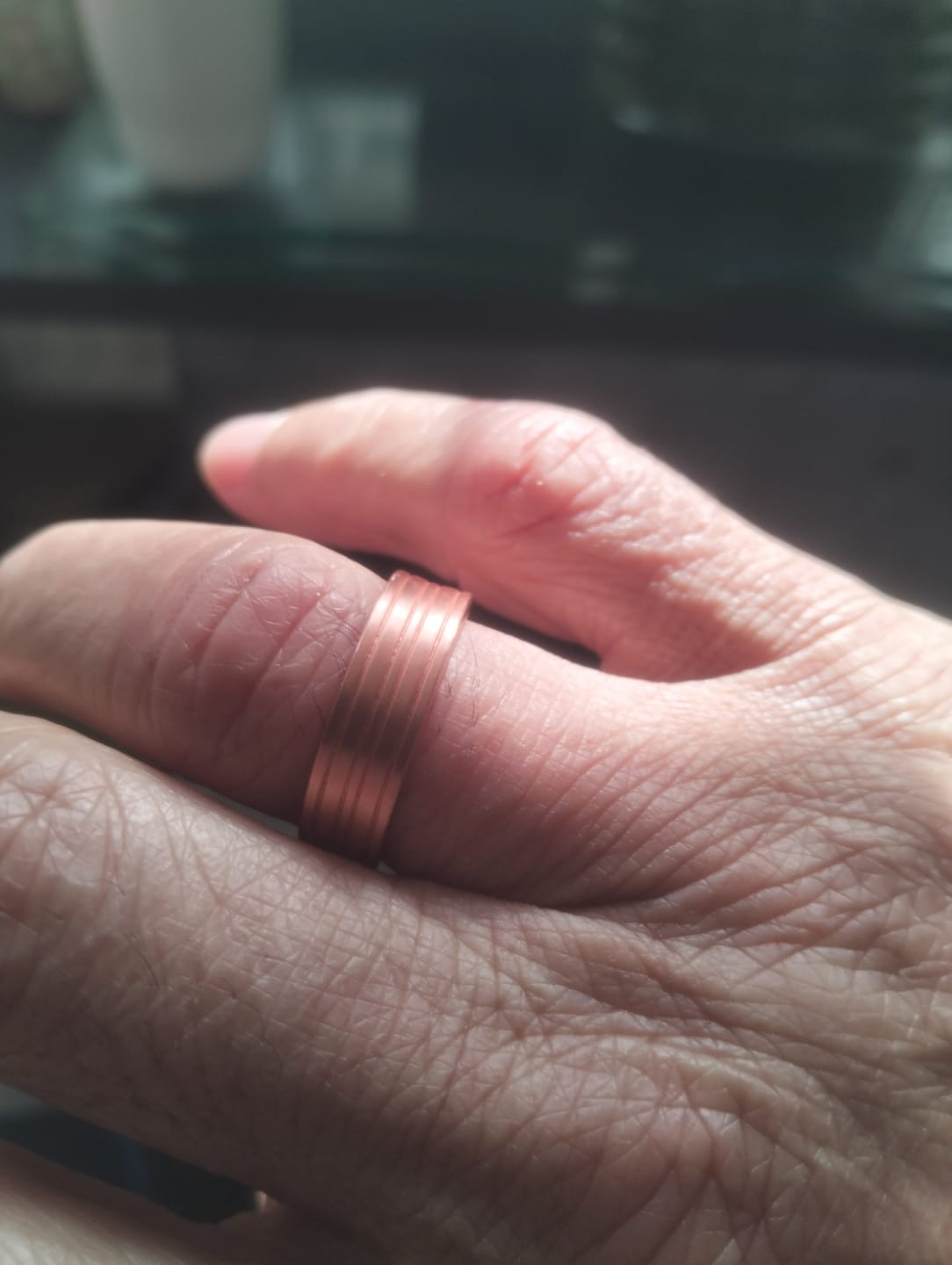 Customer photo review of Mens Adjustable Copper Magnetic Ring