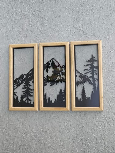 Customer photo review of Wood mountains wall decor laser cut svg file