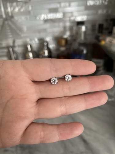Customer photo review of GL Classic Solitaire  Moissanite Earrings