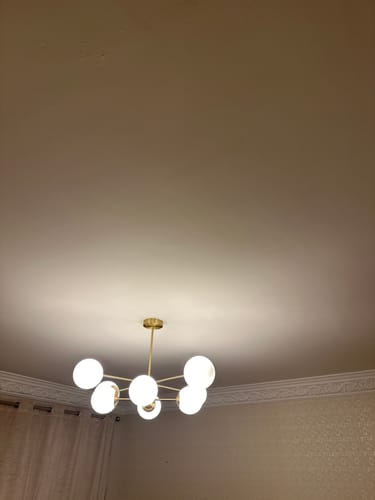 Customer photo review of 6/8/12-Light Mid-Century Modern Opal White Glass Globe Chandelier