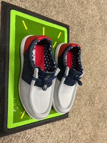 Customer photo review of SKŌNI Men's Golf Shoe - Red/White/Blue