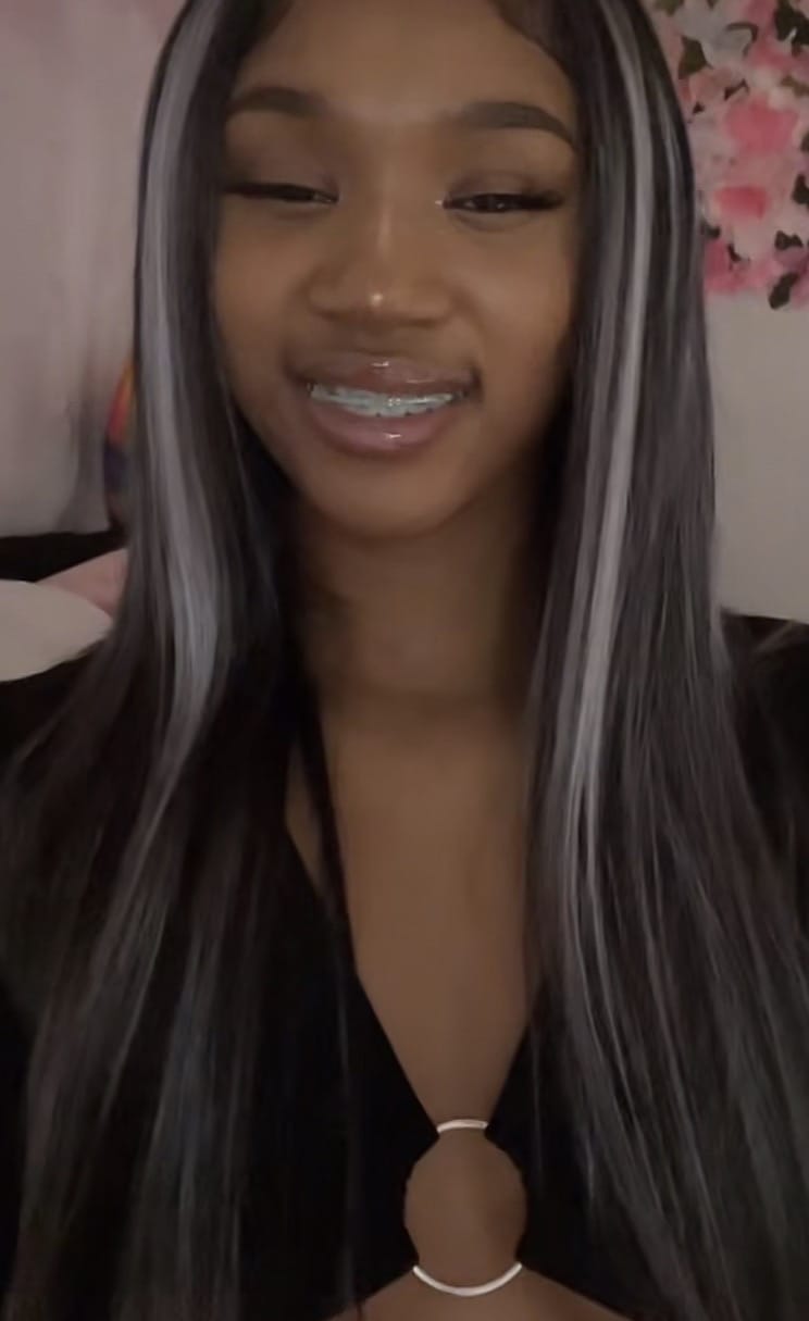 Customer photo review of Luvwin 13x4 Silky Salt & Pepper Long Straight Silver Wig 100% Human Hair