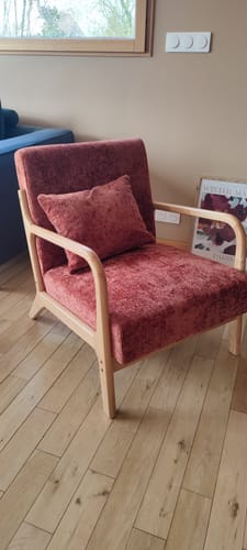 Customer photo review of OHAMA - Fauteuil de salon en bois massif et tissu terracotta