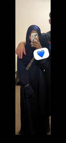 Customer photo review of Saylor Satin Slip Dress - Navy