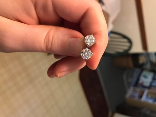 Customer photo review of GL Classic Solitaire  Moissanite Earrings