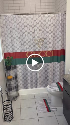 Customer video review of Luxury White Gucci Shower Curtain