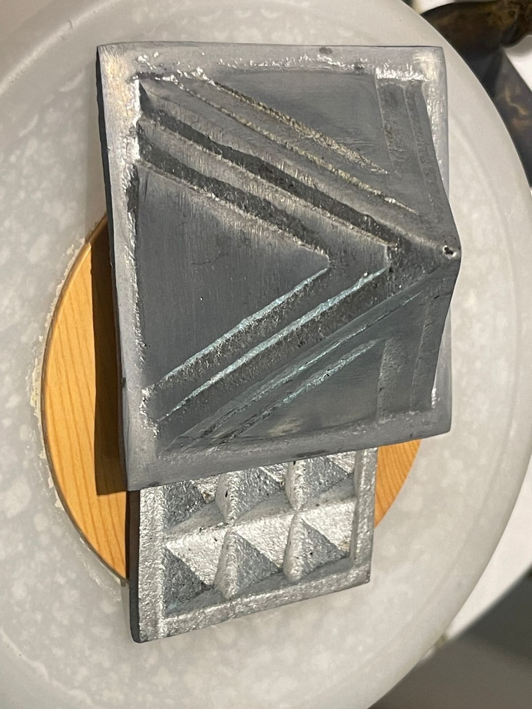 Customer photo review of 2-Layer Aluminium Pyramid Vastu Remedy for Health, Wealth and Positive Energy Balance for Home Entrance, Main Door and Kitchen Placement | 7.6 cm | 110 g