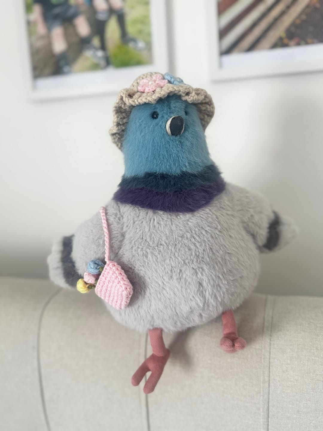 Customer photo review of Crochet Sunhat & Mini Bag Set for Jellycat Peanut  – Fit for Similar 15cm Plushie