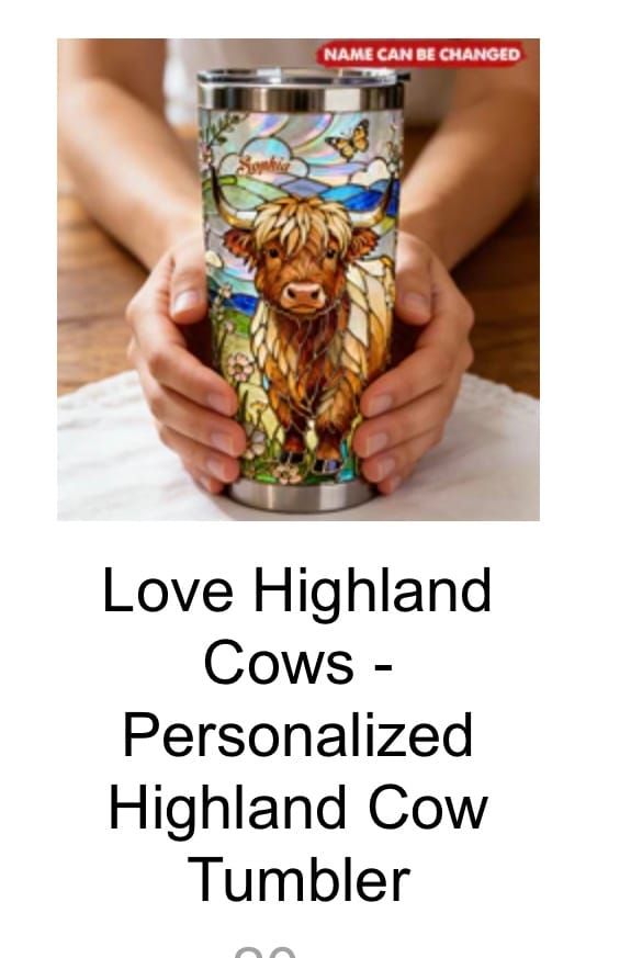 Customer photo review of Love Highland Cows - Personalized Highland Cow Tumbler