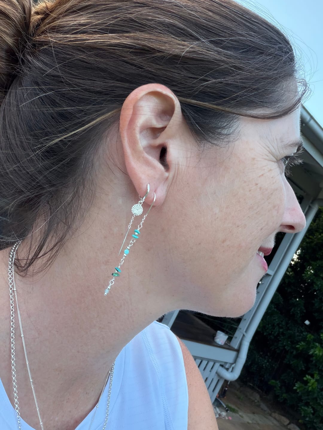 Customer photo review of Turquoise Cascade Earrings