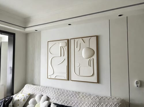 Customer photo review of Dual Symphony-Beige Textured Minimalist Abstract Painting for Modern Interiors