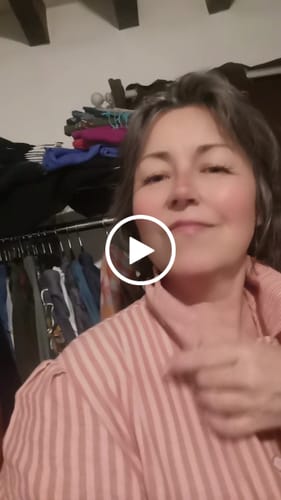 Customer video review of Blouse Amandine - double gaze de coton rayée rose poudré/terracotta