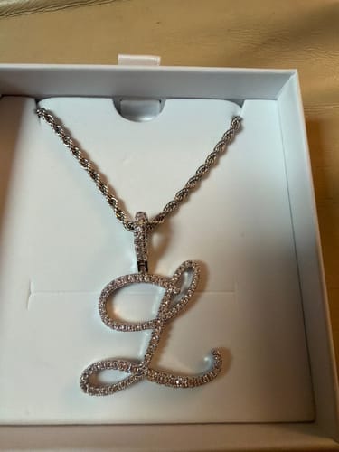 Customer photo review of Luxe Diamond Initial Necklace