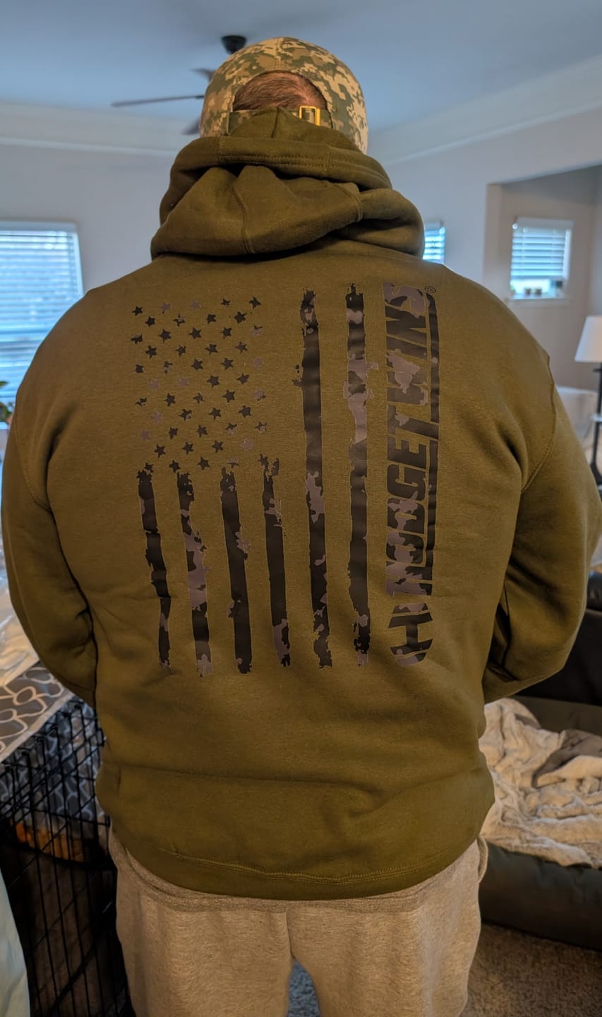 Customer photo review of Camo American Flag Hoodie