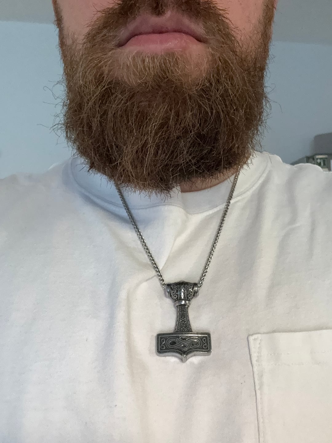 Customer photo review of Mjölnir of Asgard Necklace