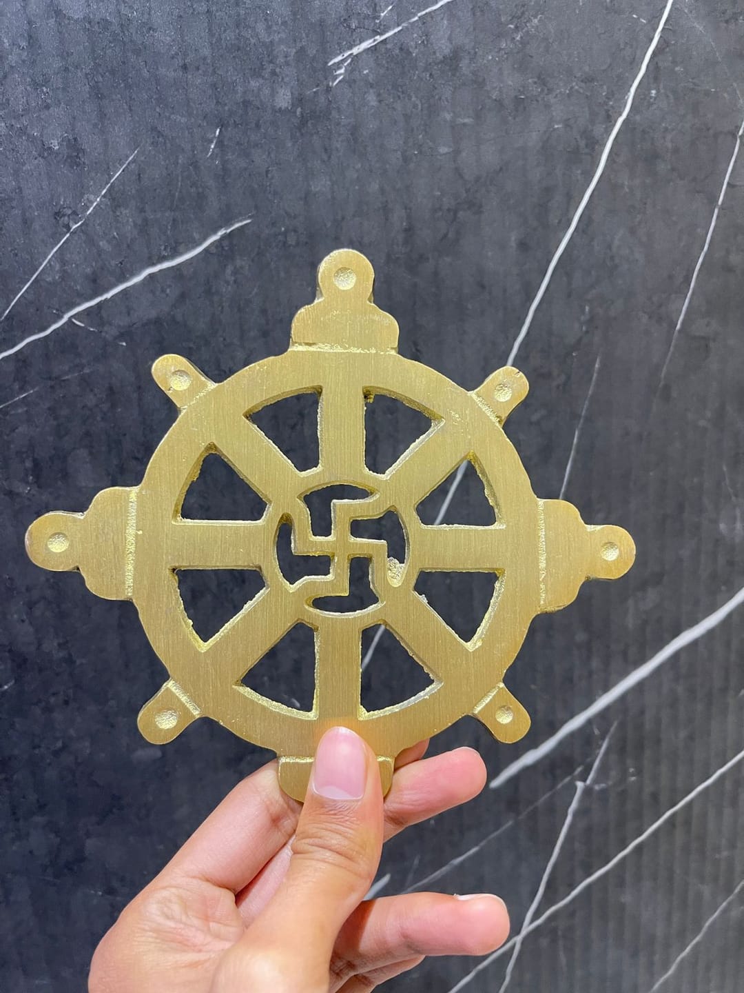 Customer photo review of Brass Chakra Satiya Helix – Vastu Remedy for West Direction Correction | Energy Balance Support | 4.5 Inch