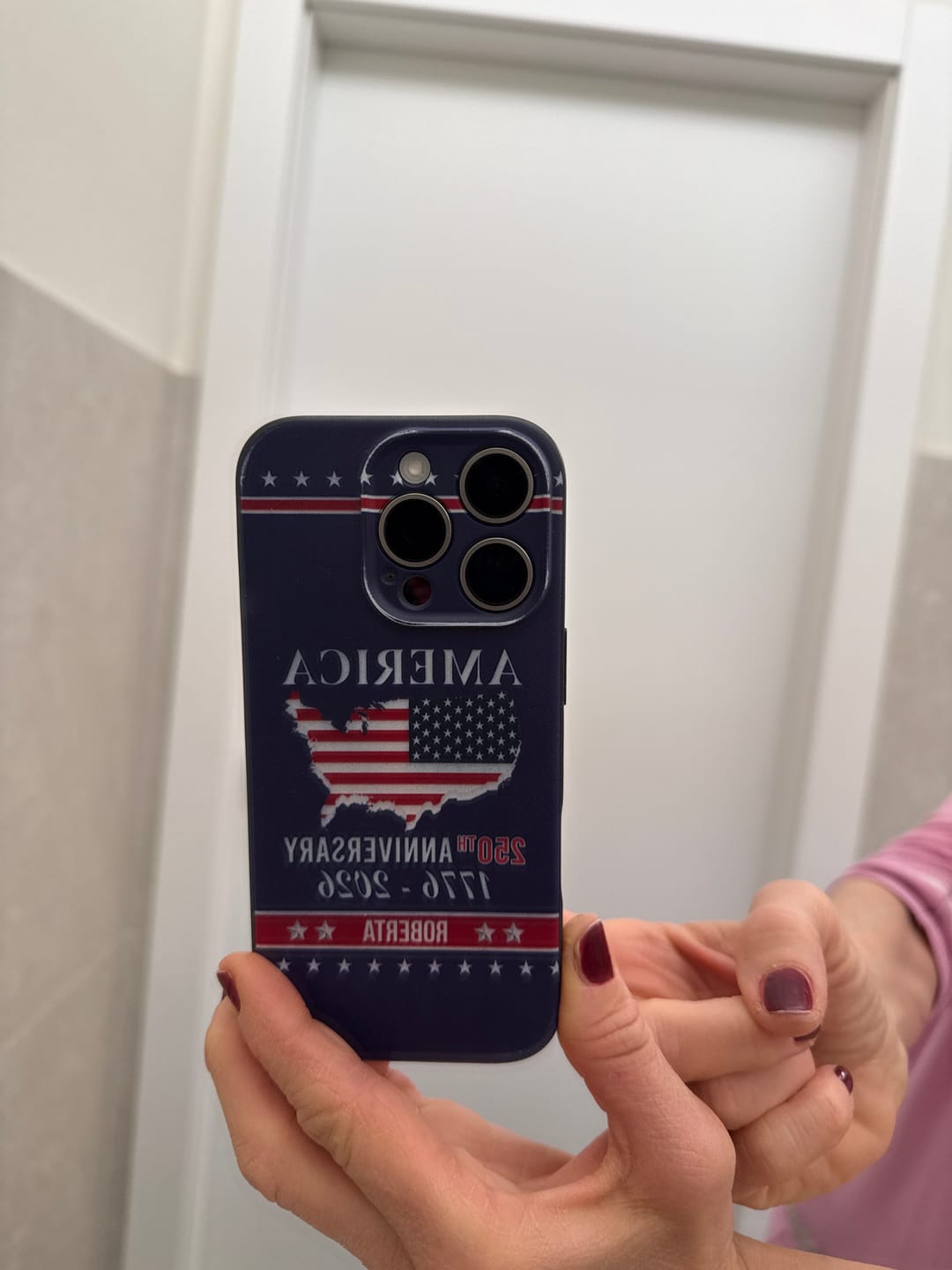 Customer photo review of Personalized Family Name America 250th Anniversary Phone Case