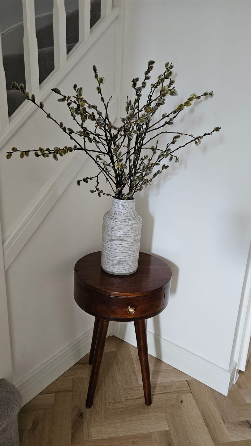 Customer photo review of Alina White Stoneware Dot Design Vase Tall