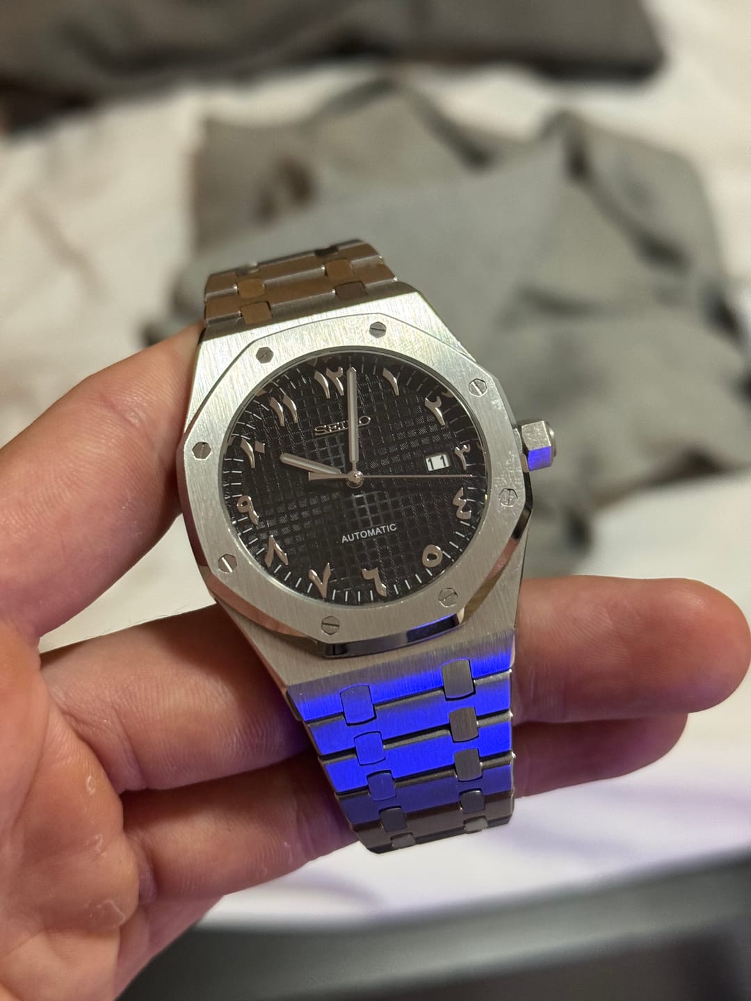 Customer photo review of Custom Seiko Royal Oak Inspired with Black Arabic Dial