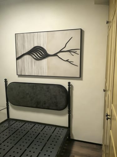 Customer photo review of Whispering Growth-Abstract Tree Branch Textured 3D Neutral Canvas Wall Art