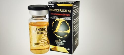 Cliente muestra el frasco y la caja de Durateston Plus 250 mg de Landerlan.