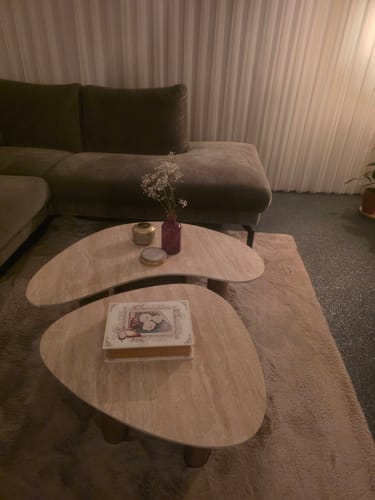 Customer photo review of Salontafel Nimva - Organisch - Keramisch Travertin - Set van 2