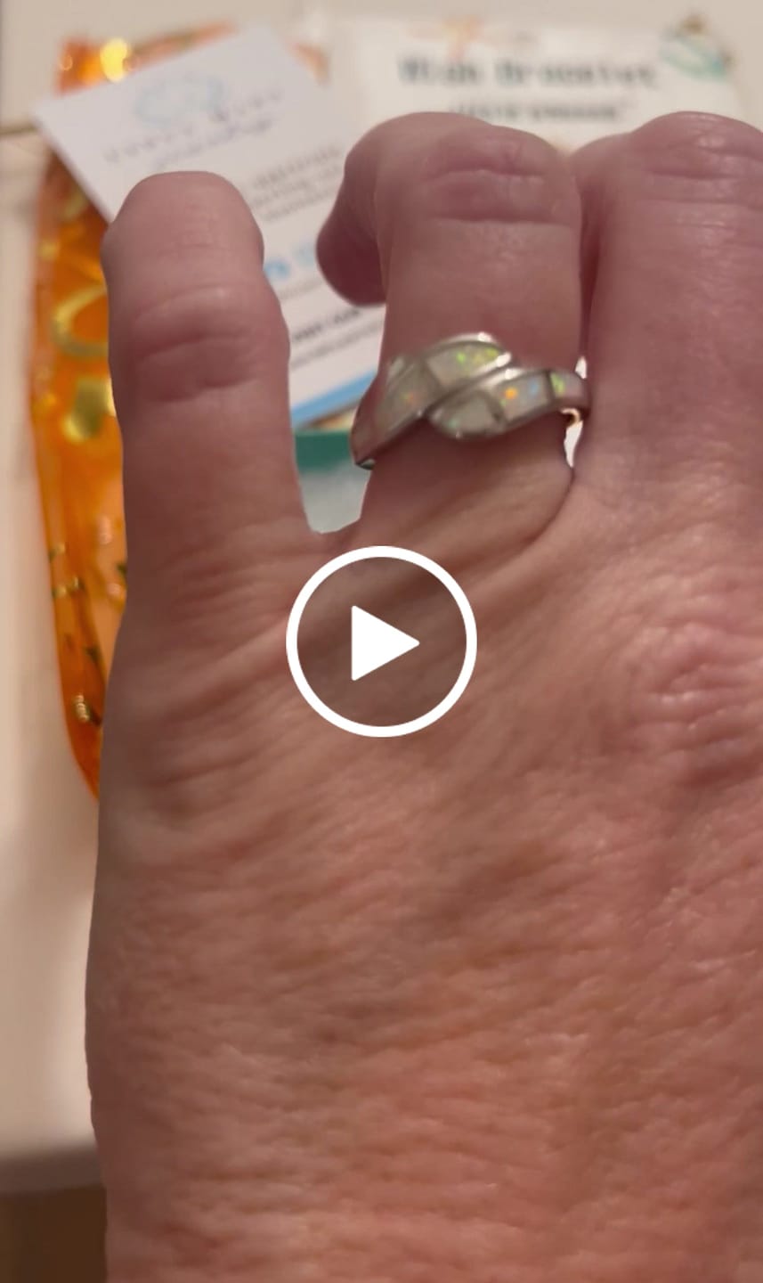 Customer video review of 925 Sterling Silver Opal Stone Inlay Curved Ocean Wave Band Ring