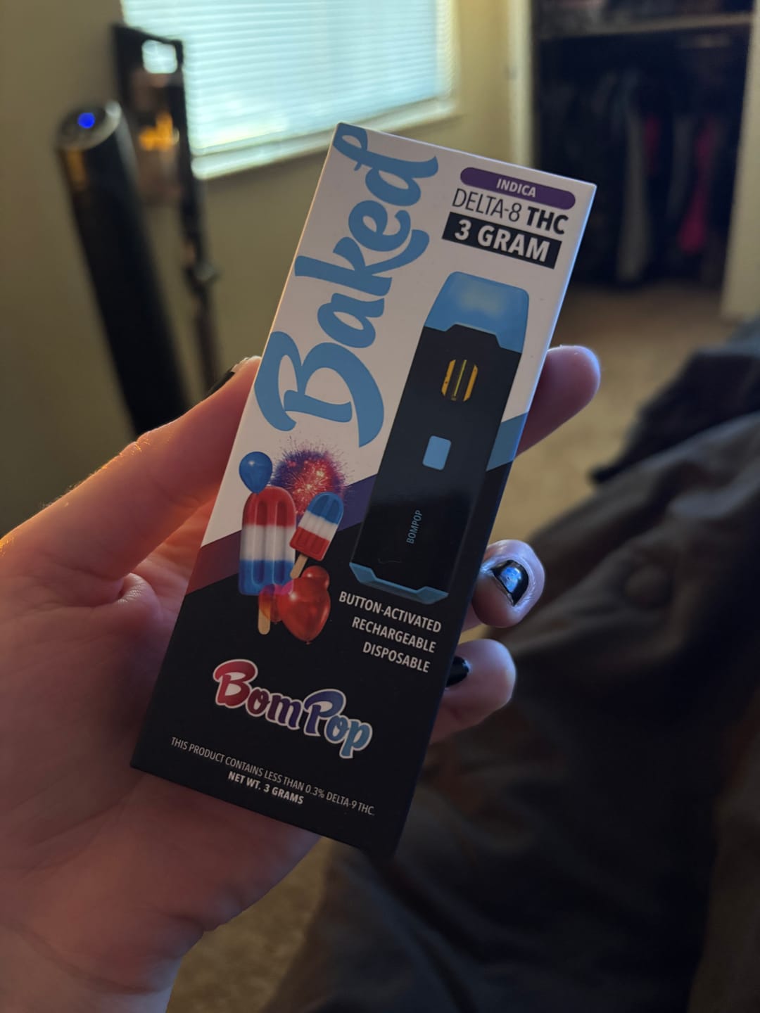 Customer photo review of 3 Gram Delta-8 THC Vape Pen | BomPop - Indica
