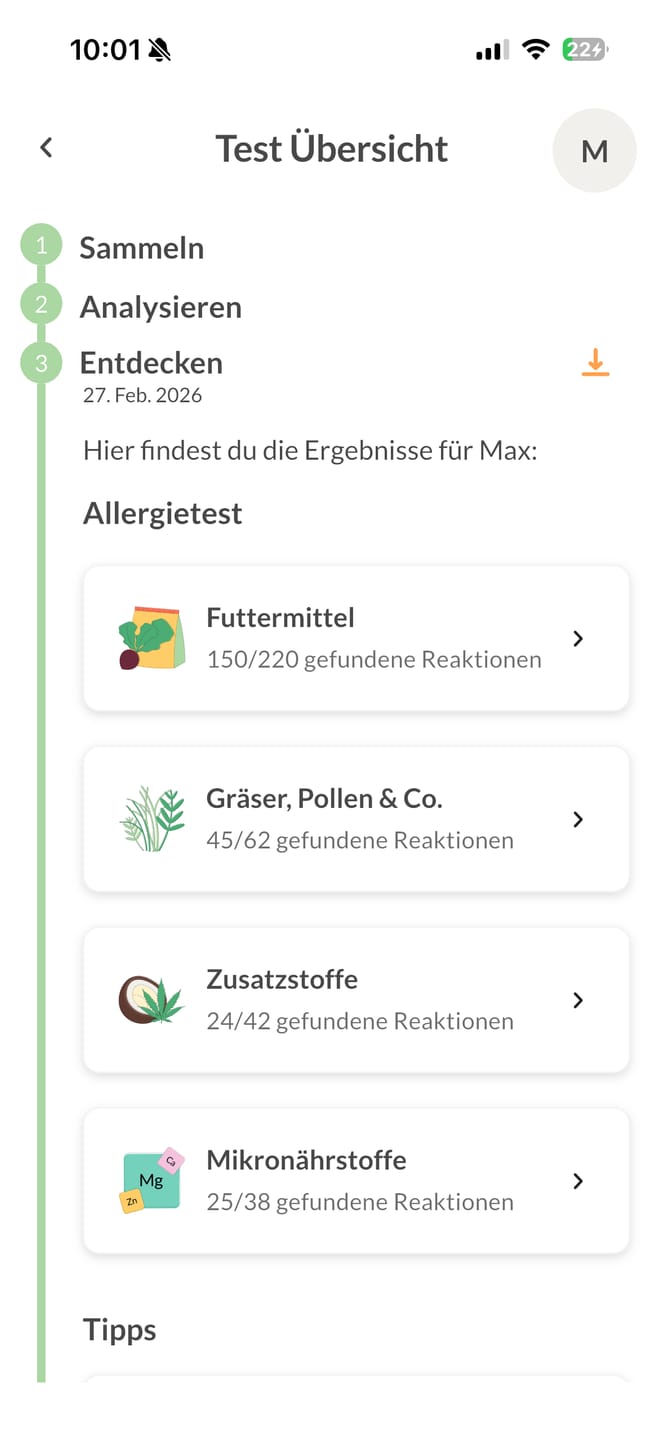 Customer photo review of Allergietest Plus Hund