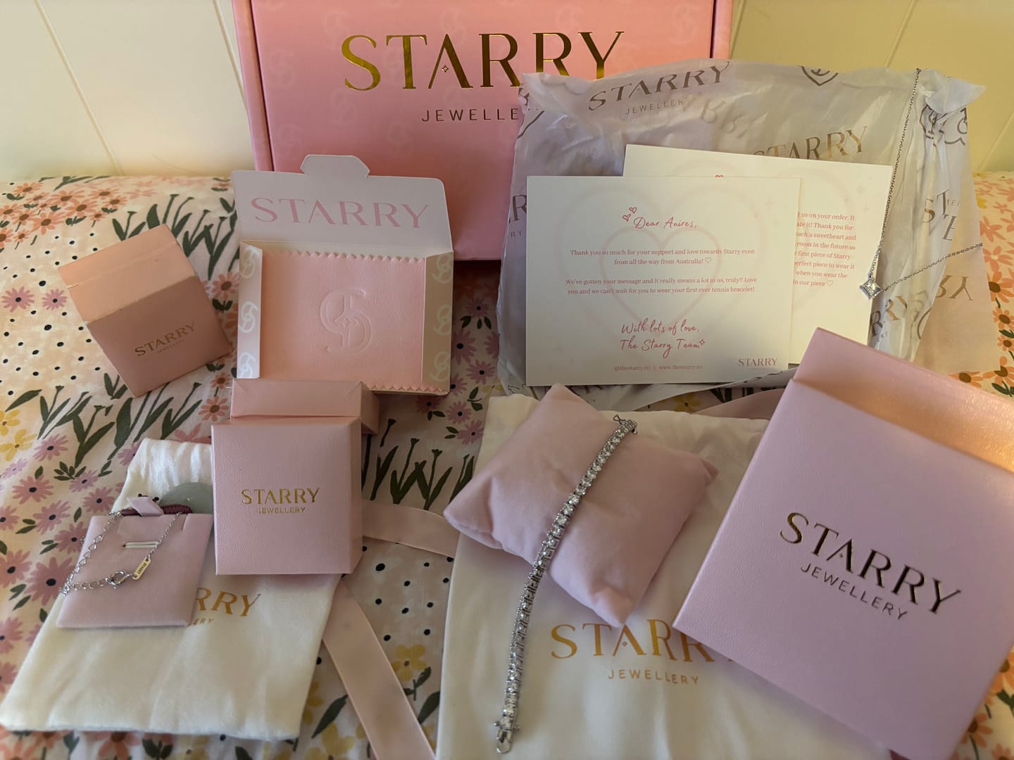 Customer photo review of STARRY INITIAL AND NUMBER PENDANT