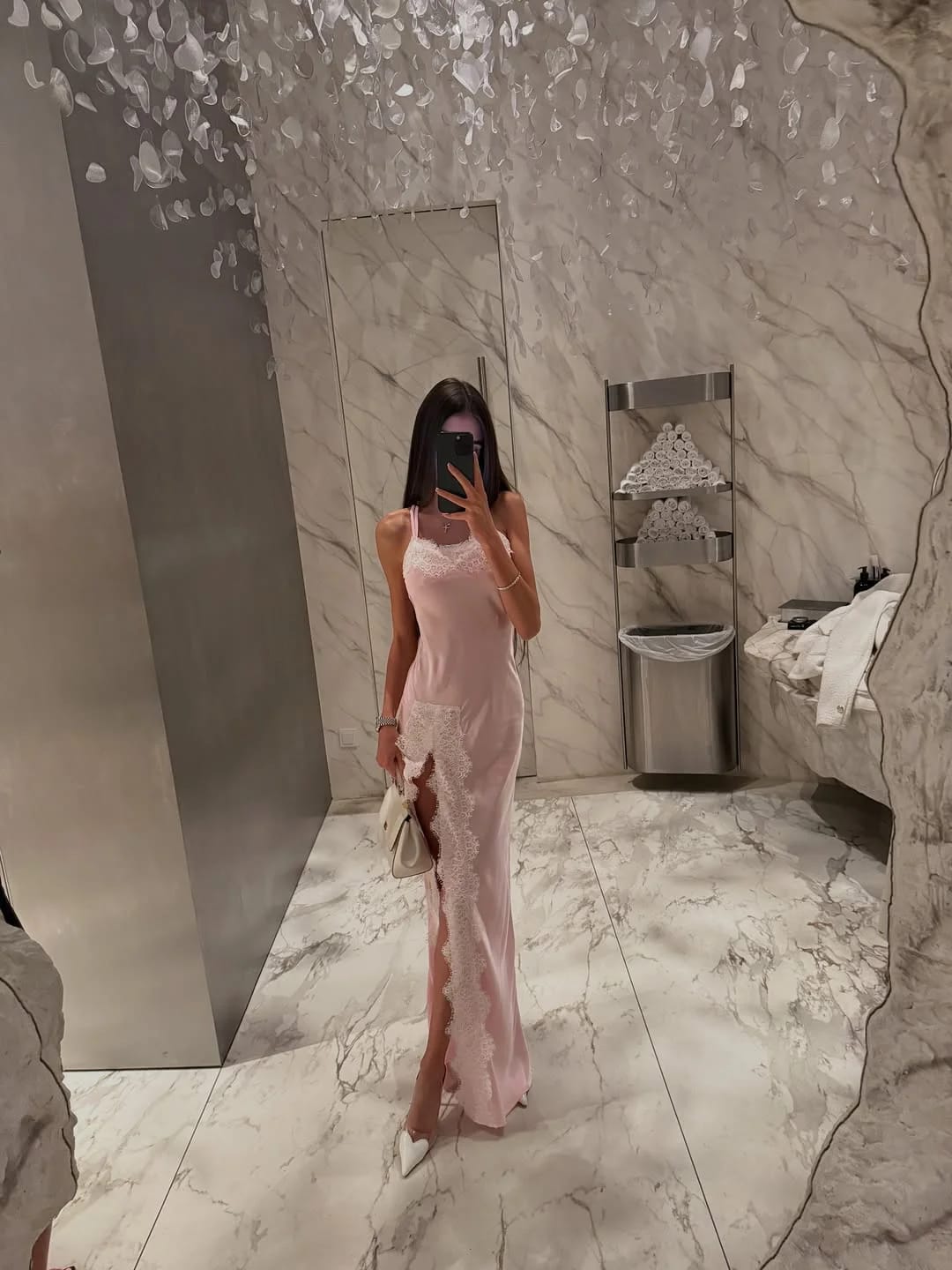 Customer photo review of Gisele Lace Side Slit Maxi Dress
