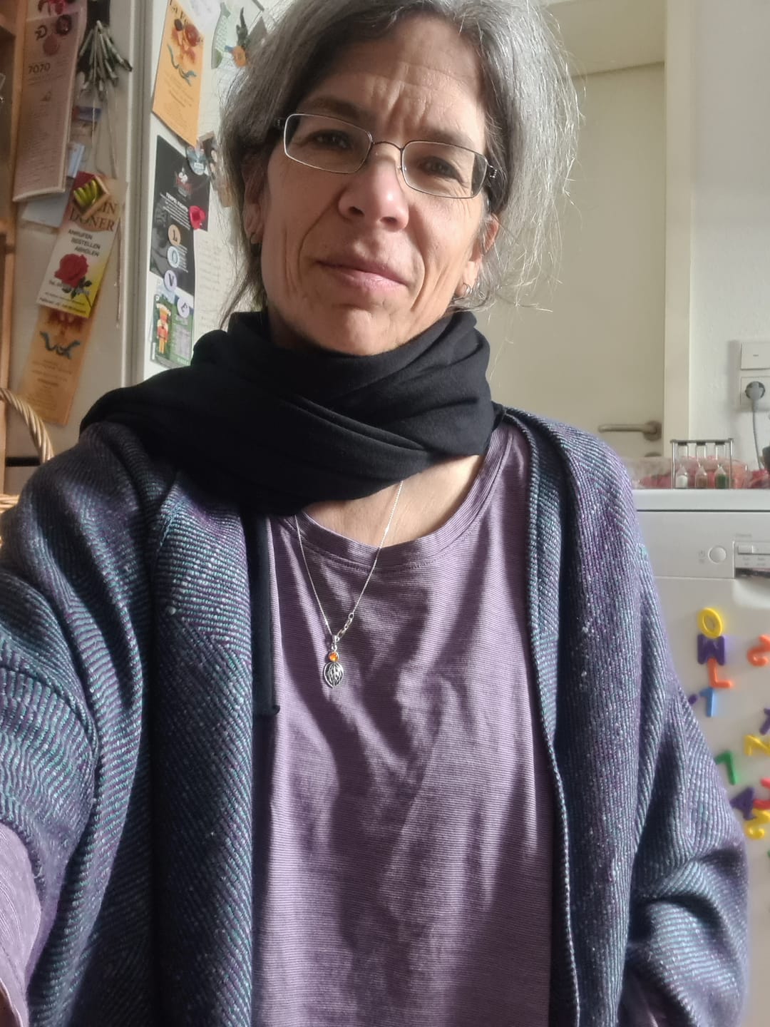 Customer photo review of NEW! JIVA Wool Silk Kimono Fuchsia Green