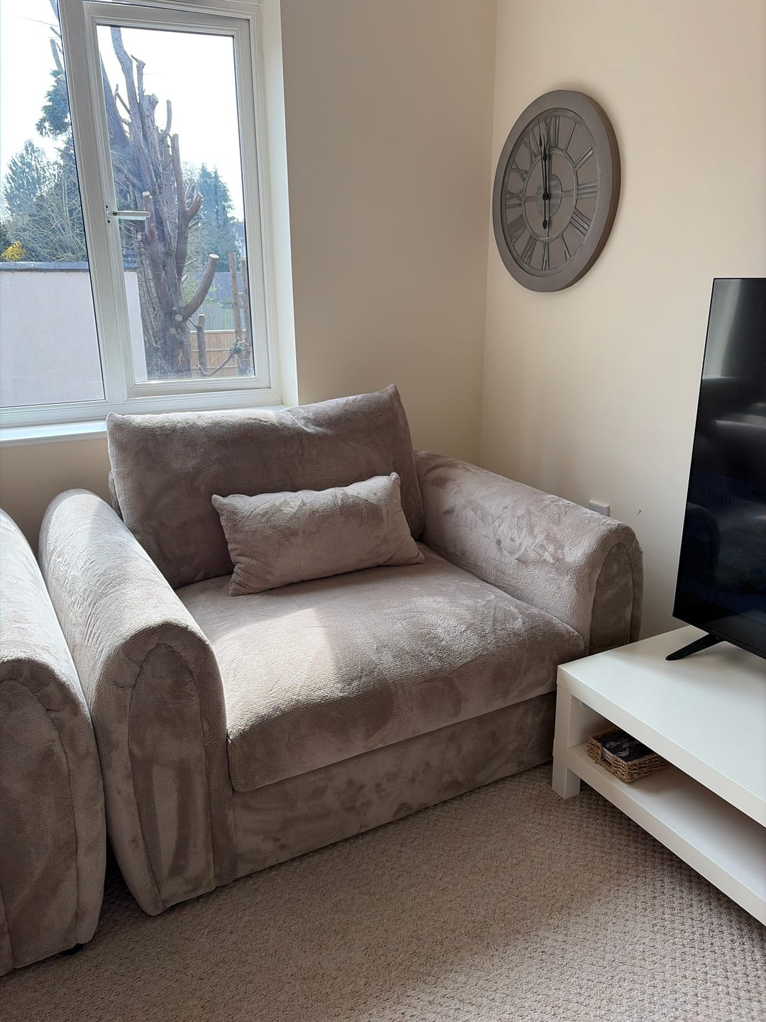 Customer photo review of Mirabel Sofa Mocha Armchair