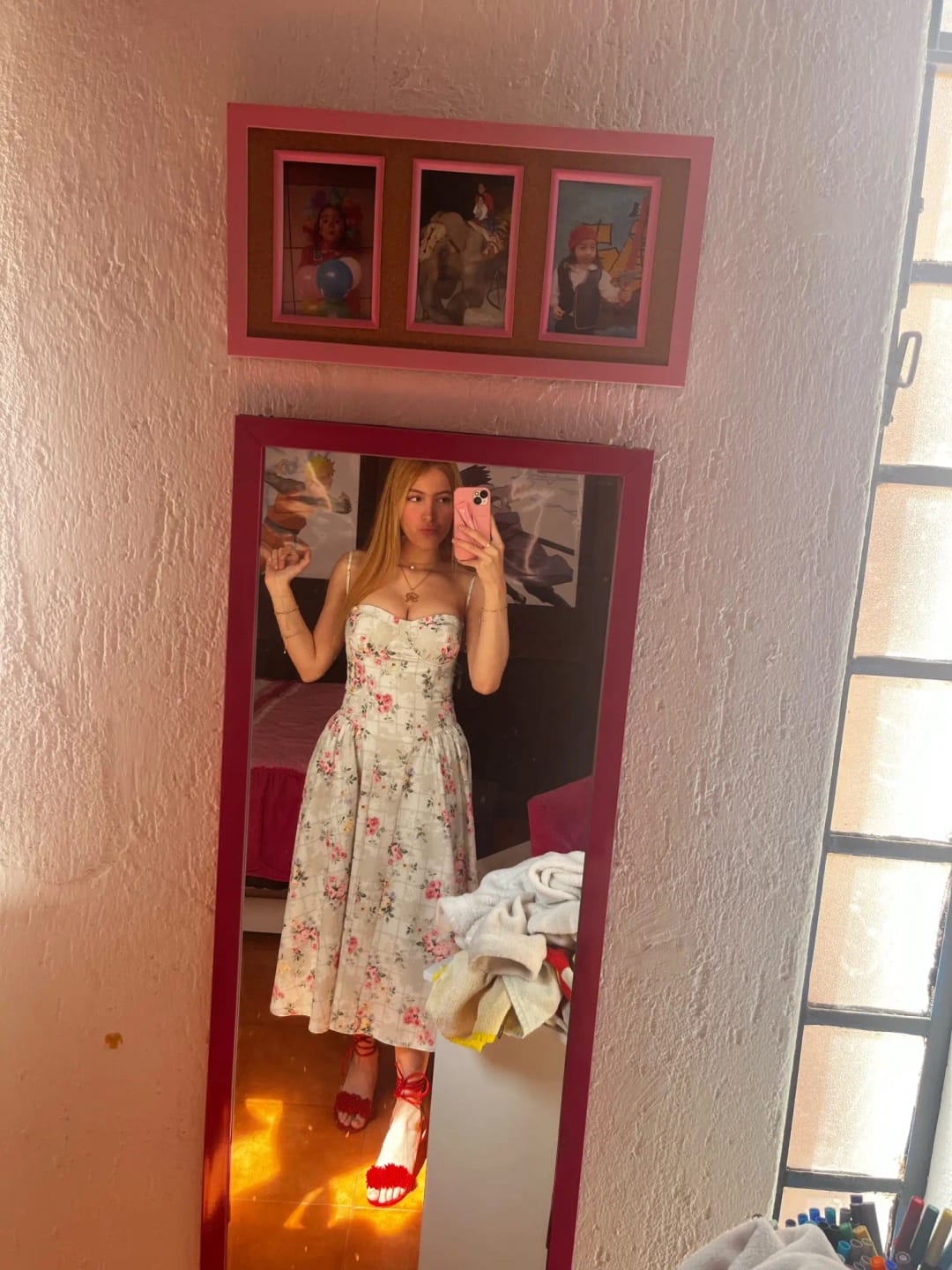 Customer photo review of Ria Vintage Floral High Waist Midi Dress