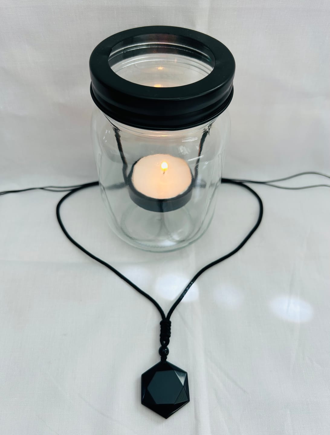 Customer photo review of Obsidian Self Protection Necklace