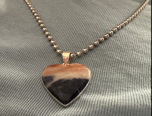 Customer photo review of Sodalite Heart Pendant 1 1/2" (.925 Sterling Silver)