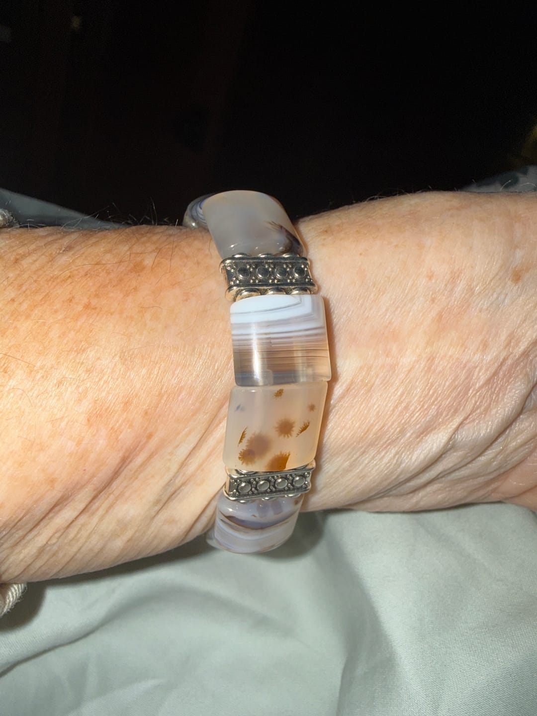 Customer photo review of Sacred Sands Agate Stretch Apple Watch Strap