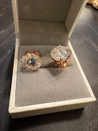 Customer photo review of GL Classic Solitaire  Moissanite Earrings
