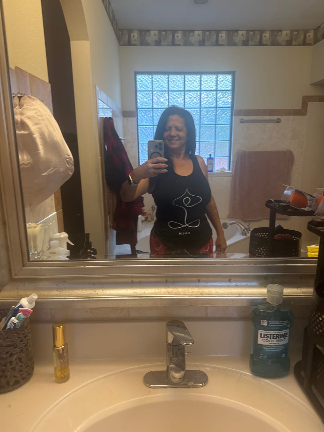 Customer photo review of Olivenorma "CALM" & "BREATH" Yoga Tee Spiritual Tank Top