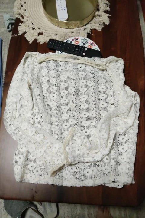 Customer photo review of Riona Hollow Knit Pullover Sweater