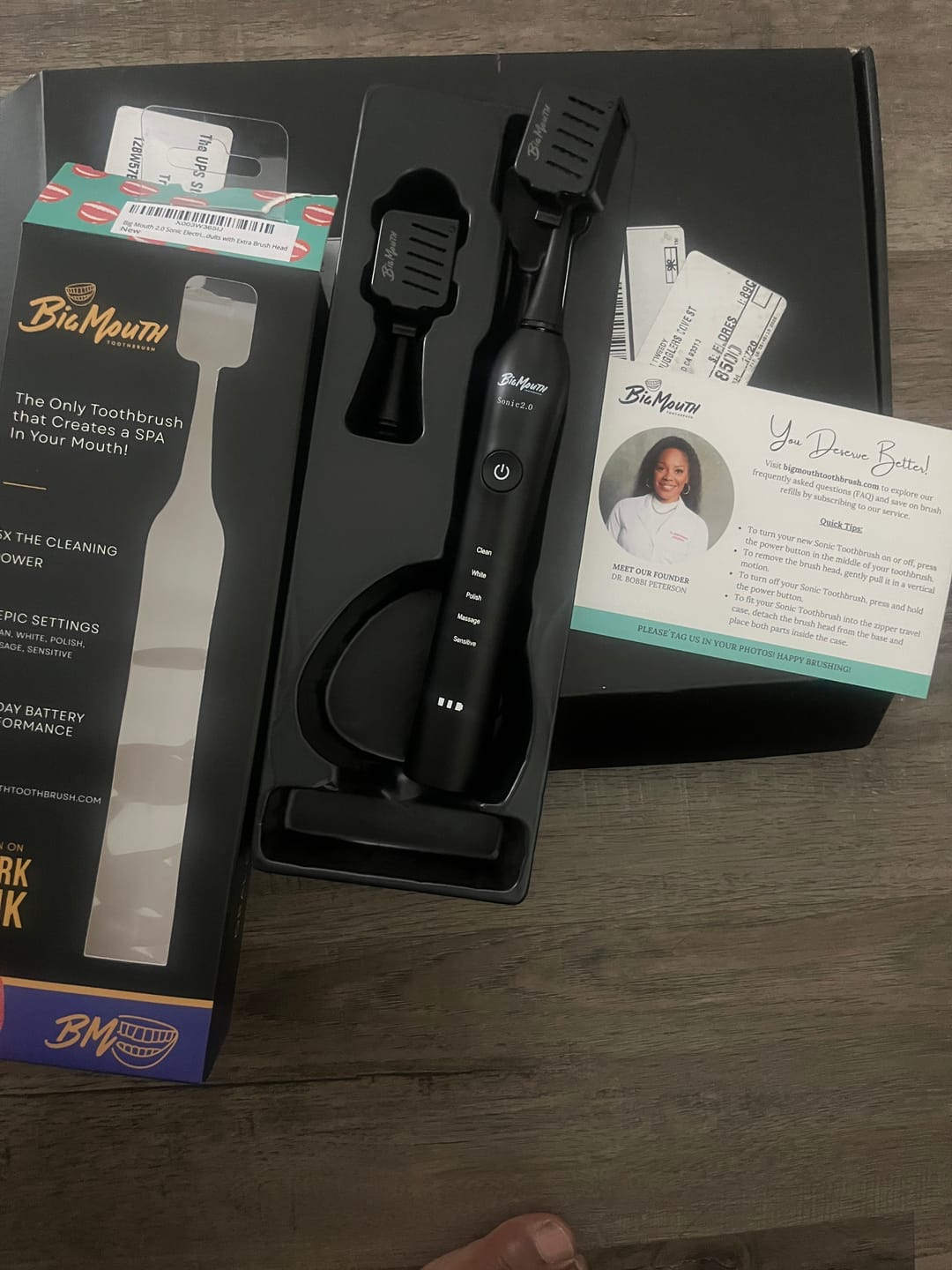 Customer photo review of Big Mouth Sonic Toothbrush 2.0 (Black Edition)