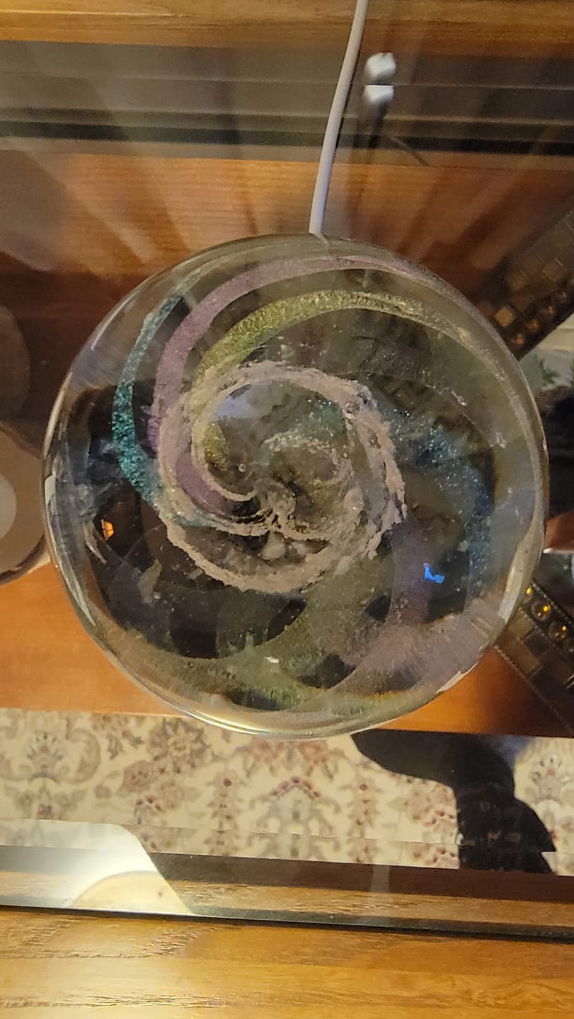 Customer photo review of Dichroic Rainbow Orb with Cremains