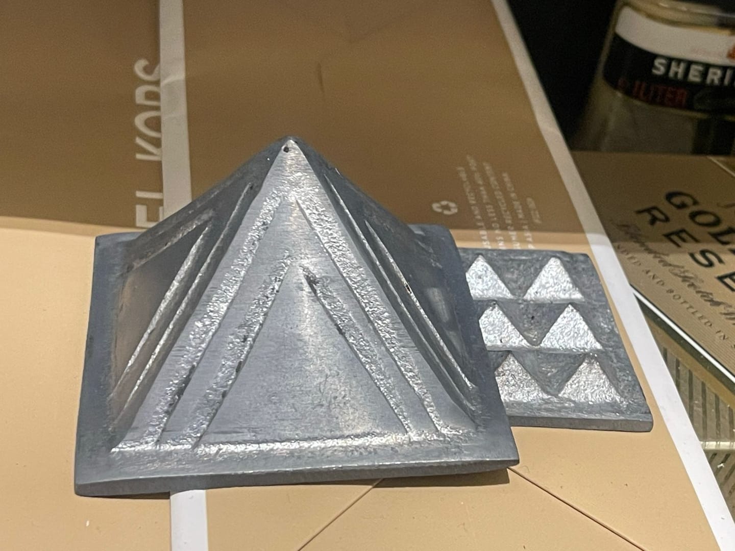 Customer photo review of 2-Layer Aluminium Pyramid Vastu Remedy for Health, Wealth and Positive Energy Balance for Home Entrance, Main Door and Kitchen Placement | 7.6 cm | 110 g
