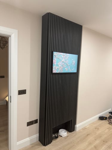 Customer photo review of Wooden Wall Panel | Black Oak | Premium 3-sided Wood Veneer