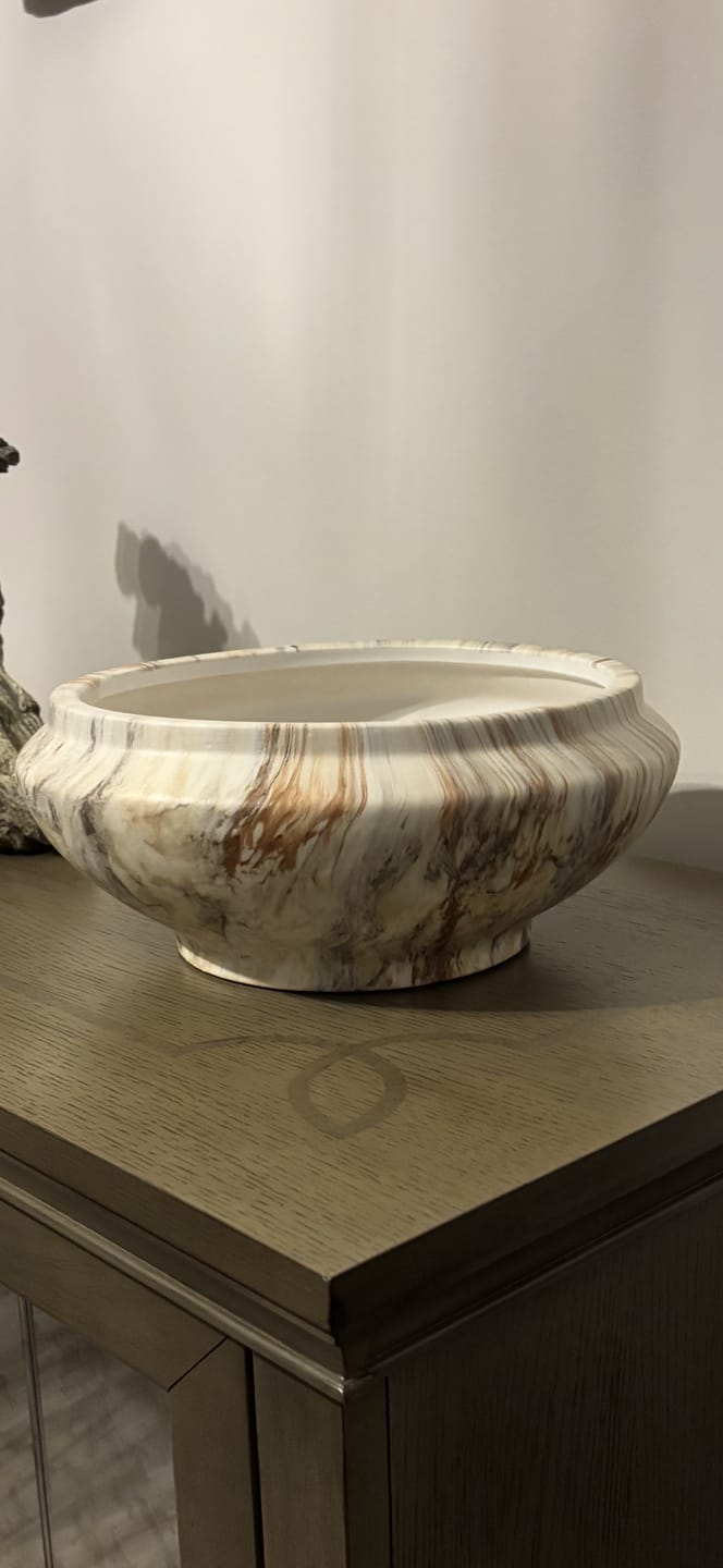 Customer photo review of Iris Ceramic Bowl - Round Marble Brown Beige 12" Decorative