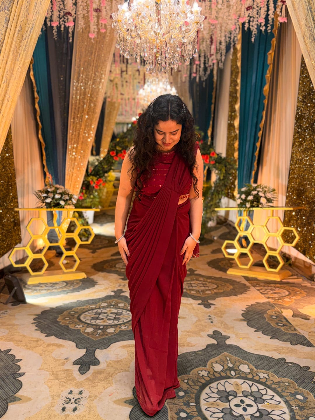 Customer photo review of Mastaani Ruby Drape Saree Set