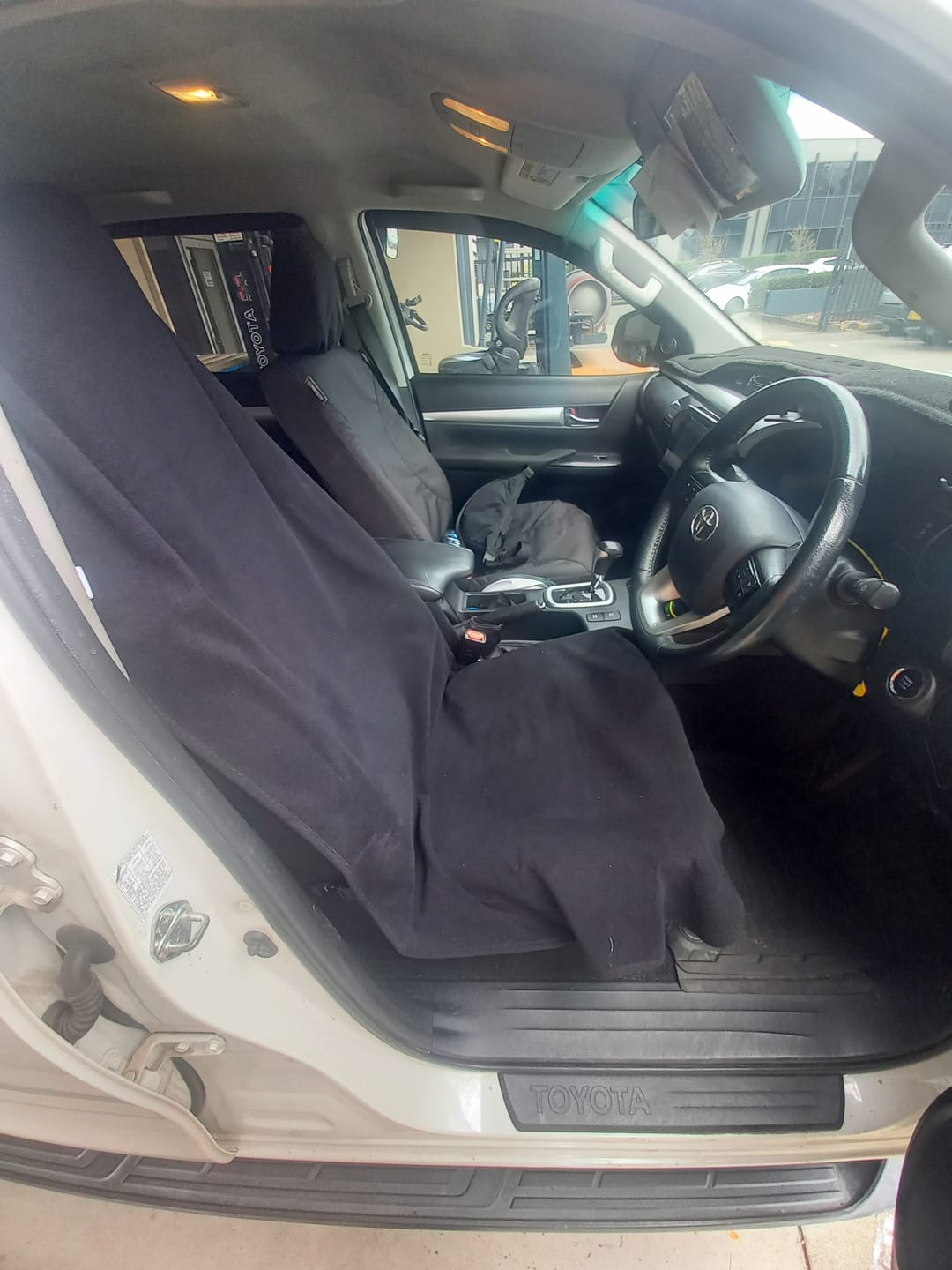 Customer photo review of Waterproof Car Seat Towel – Black | Towel Society